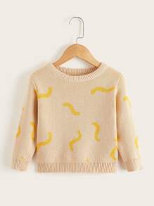 Toddler Girl Graphic Round Neck Sweater