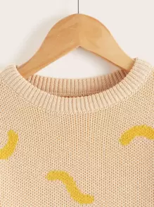 Toddler Girl Graphic Round Neck Sweater