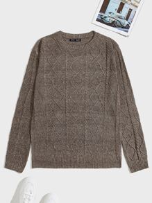 Manfinity Men Cable Knit Jumper - Mocha Brown - View 1