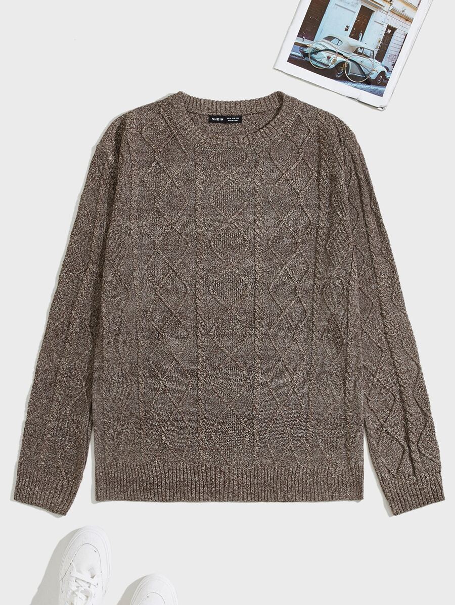 Manfinity Men Cable Knit Jumper - Mocha Brown - View 1