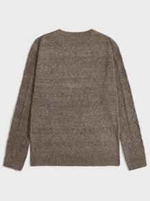 Manfinity Men Cable Knit Jumper - Mocha Brown - View 2