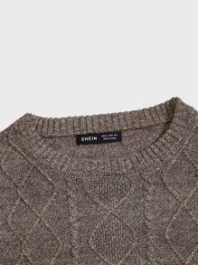 Manfinity Men Cable Knit Jumper - Mocha Brown - View 3