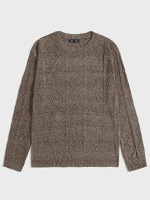 Manfinity Men Cable Knit Jumper - Mocha Brown - View 4