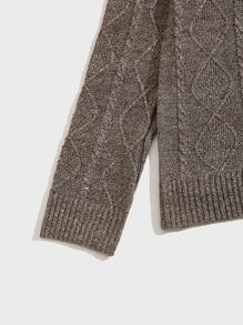 Manfinity Men Cable Knit Jumper - Mocha Brown - View 5
