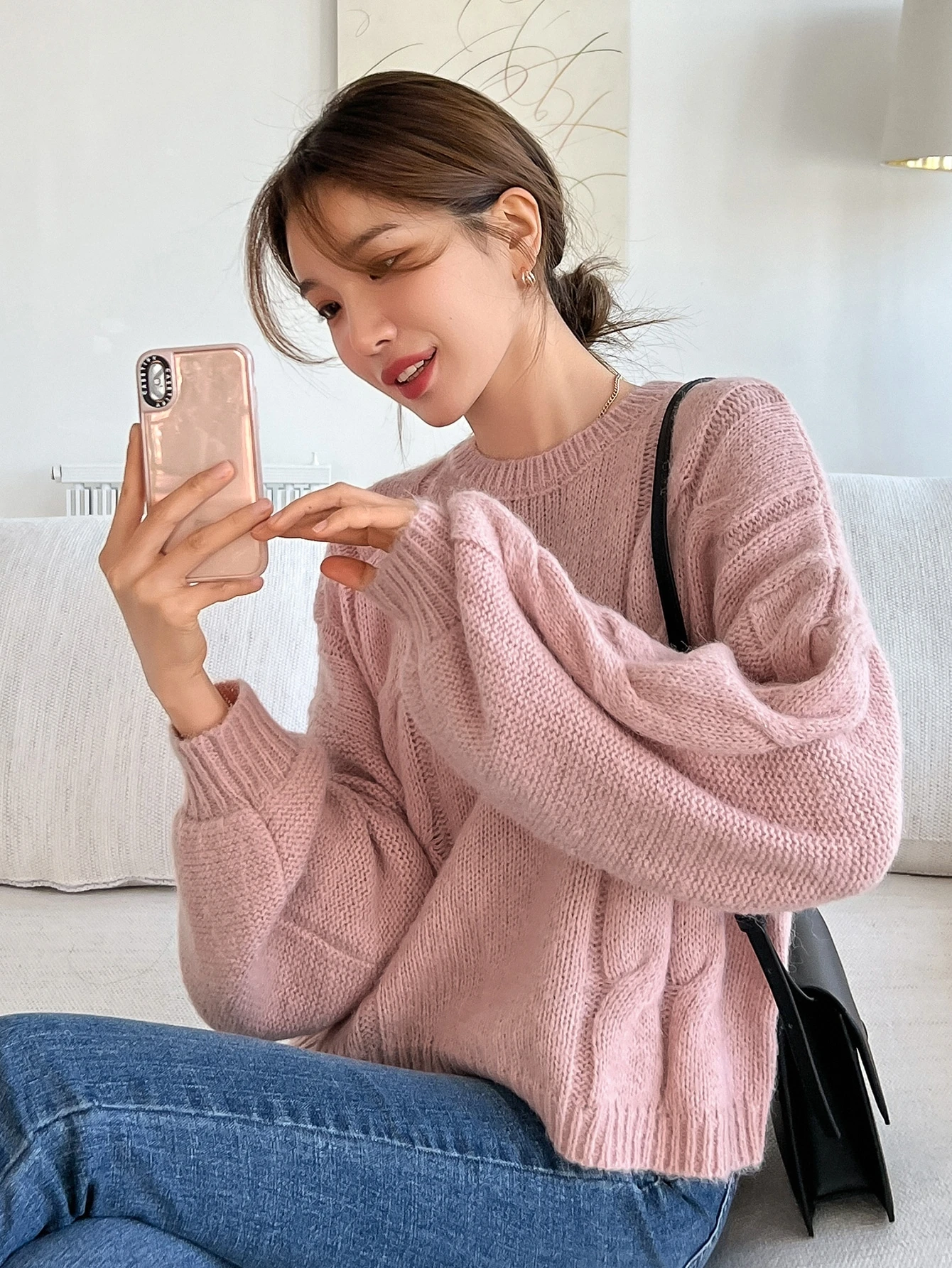 Dazy ドルマンスリーブ ケーブルニット セーター