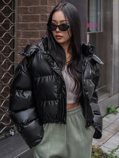 DAZY Solid Hooded Winter Thick Pockets Coat ,Winter Women Clothes,Winter Coat Women Jacket
