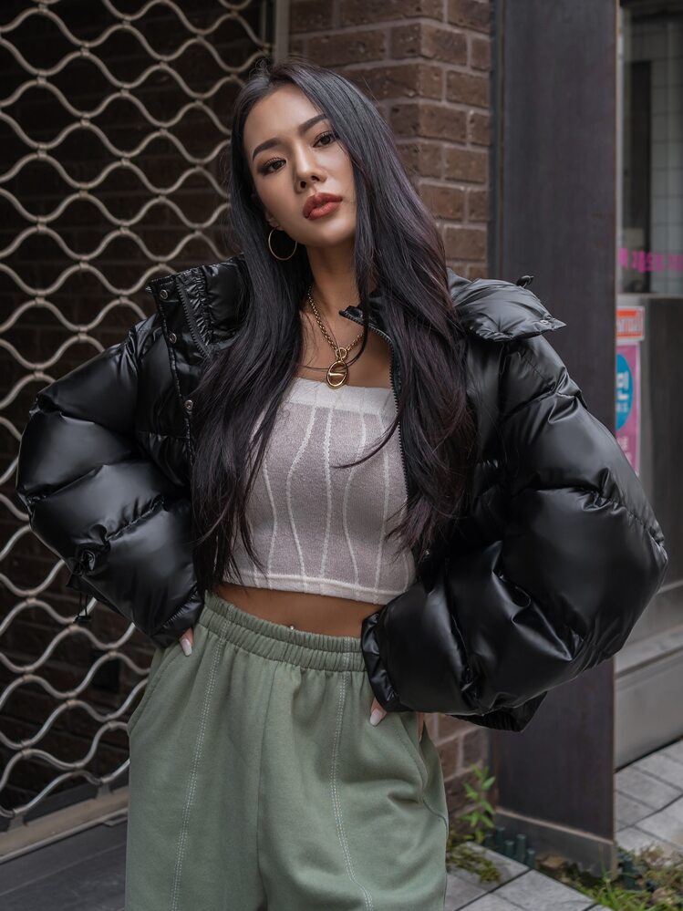 DAZY Solid Hooded Winter Thick Pockets Coat ,Winter Women Clothes,Winter Coat Women Jacket - Black - View 3