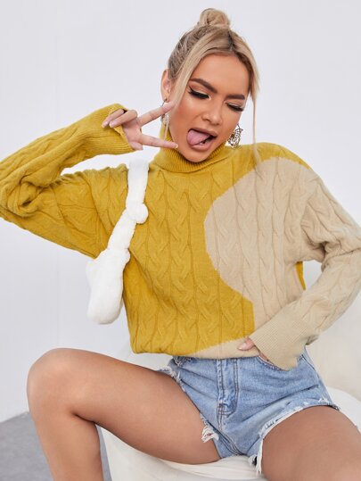 SHEIN Damskie Swetry Kolorowy Blok Codzienny