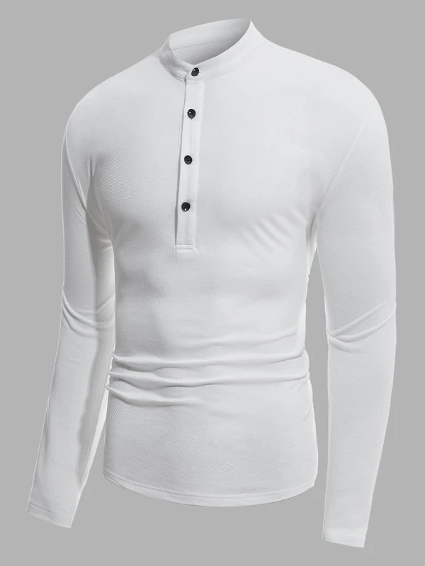 Men Solid Half Button Polo Shirt Shein Usa