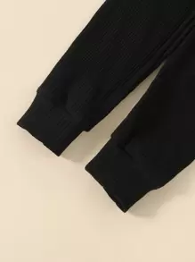 SHEIN Toddler Boys 2pcs Solid Ribbed Tee & 2pcs Joggers