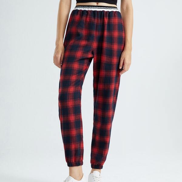 

Striped Waist Plaid Pants, Multicolor