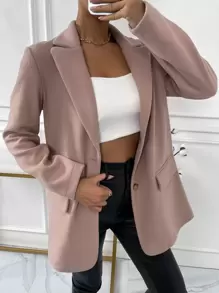 Blazer de cuello con solapa con diseño de solapa - Rosa vieja - Ver 1
