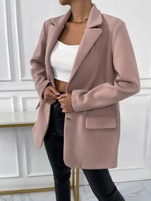 Blazer de cuello con solapa con diseño de solapa - Rosa vieja - Ver 6