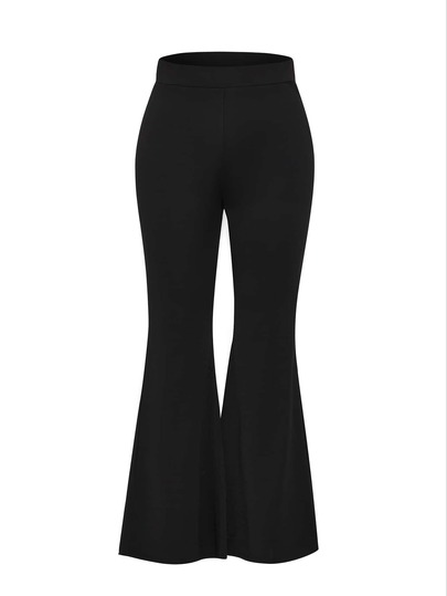 Sweetra CURVE Plus Solid Flare Leg Pants Fall Cloth For Women