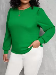 SHEIN Clasi Top con ojo de cerradura abotonado - Verde - Ver 1