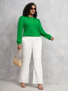 SHEIN Clasi Top con ojo de cerradura abotonado - Verde - Ver 5