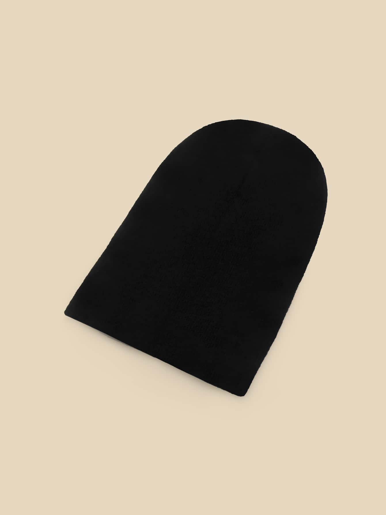 表情刺繡針織帽，休閒風格 - 黑色 - 查看 3