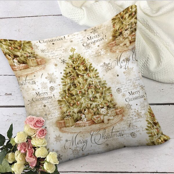 

Christmas Tree Print Cushion Cover Without Filler, Multicolor
