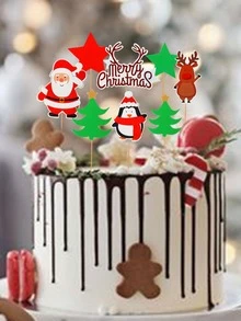 9 piezas Decoración de pastel Navidad con estampado de dibujos animados - Multicolor - Ver 2