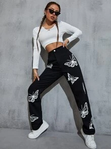 SHEIN EZwear Quần nữ Thú vật Giải trí - màu đen - Xem 4
