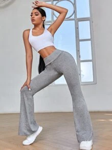 Yoga Basic Bài tập quần ống loe thể thao cạp rộng - Xám - Xem 5