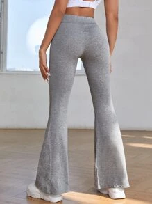 Yoga Basic Bài tập quần ống loe thể thao cạp rộng - Xám - Xem 2