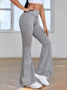 Yoga Basic Bài tập quần ống loe thể thao cạp rộng - Xám - Xem 1