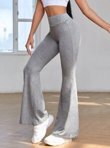 Yoga Basic Bài tập quần ống loe thể thao cạp rộng - Xám - Xem 3