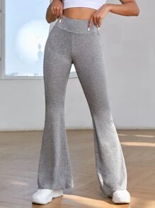 Yoga Basic Bài tập quần ống loe thể thao cạp rộng - Xám - Xem 4