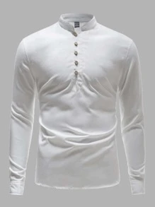 Manfinity Hombres Camisa con botón - Blanco - Ver 1
