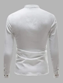 Manfinity Hombres Camisa con botón - Blanco - Ver 2