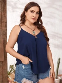 SHEIN LUNE 大碼素色吊帶上衣 - 藏蓝色 - 查看 3