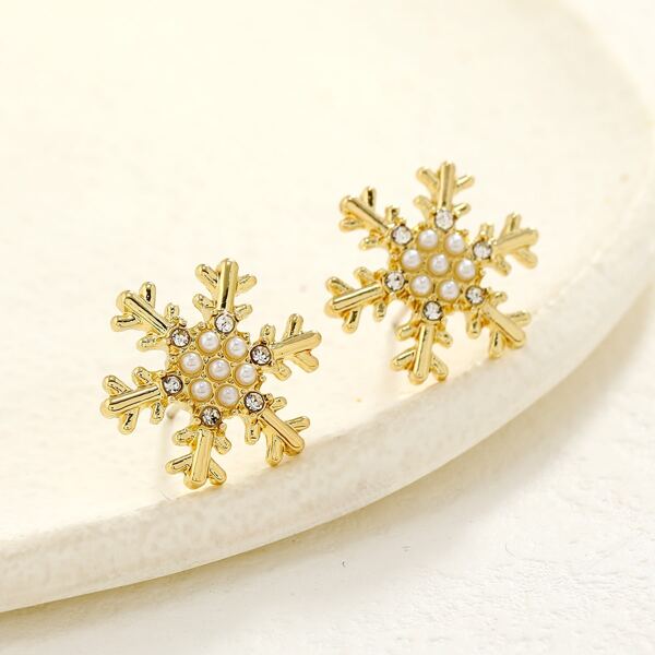 

Christmas Snowflake Stud Earrings, Gold