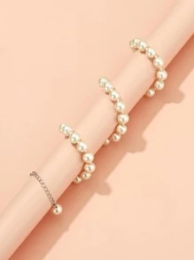 Faux Pearl Beaded Necklace - White - View 3