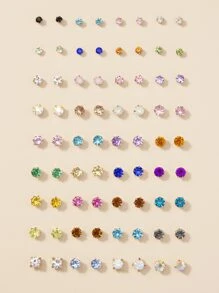 36pairs Rhinestone Decor Stud Earrings