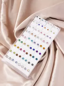 36pairs Rhinestone Decor Stud Earrings