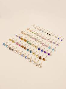 36pairs Rhinestone Decor Stud Earrings