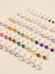 36pairs Rhinestone Decor Stud Earrings