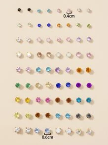 36pairs Rhinestone Decor Stud Earrings