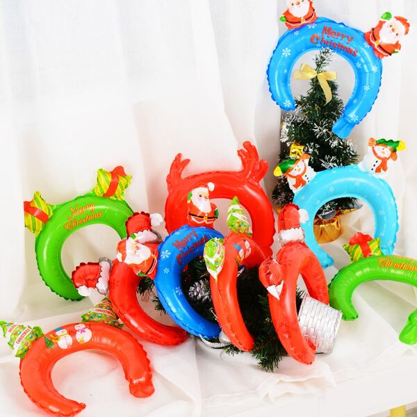 

10pcs Christmas Cartoon Graphic Random Headband Balloon, Multicolor