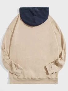 Manfinity Áo nỉ Nam Dây kéo Túi Đồ họa Lá thư Giải trí - Màu Khaki - Xem 2