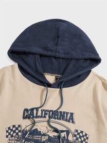 Manfinity Áo nỉ Nam Dây kéo Túi Đồ họa Lá thư Giải trí - Màu Khaki - Xem 3