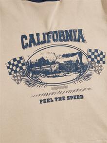 Manfinity Áo nỉ Nam Dây kéo Túi Đồ họa Lá thư Giải trí - Màu Khaki - Xem 4