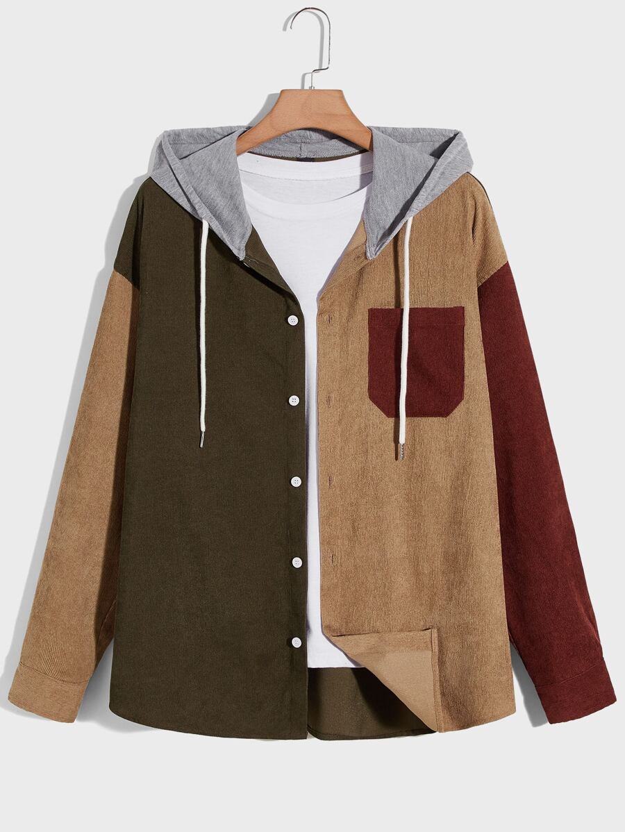 Manfinity Áo sơ mi Nam Nút Dây kéo Túi Nút phía trước Khối Màu Sẵn sàng - Nhiều màu - Xem 1