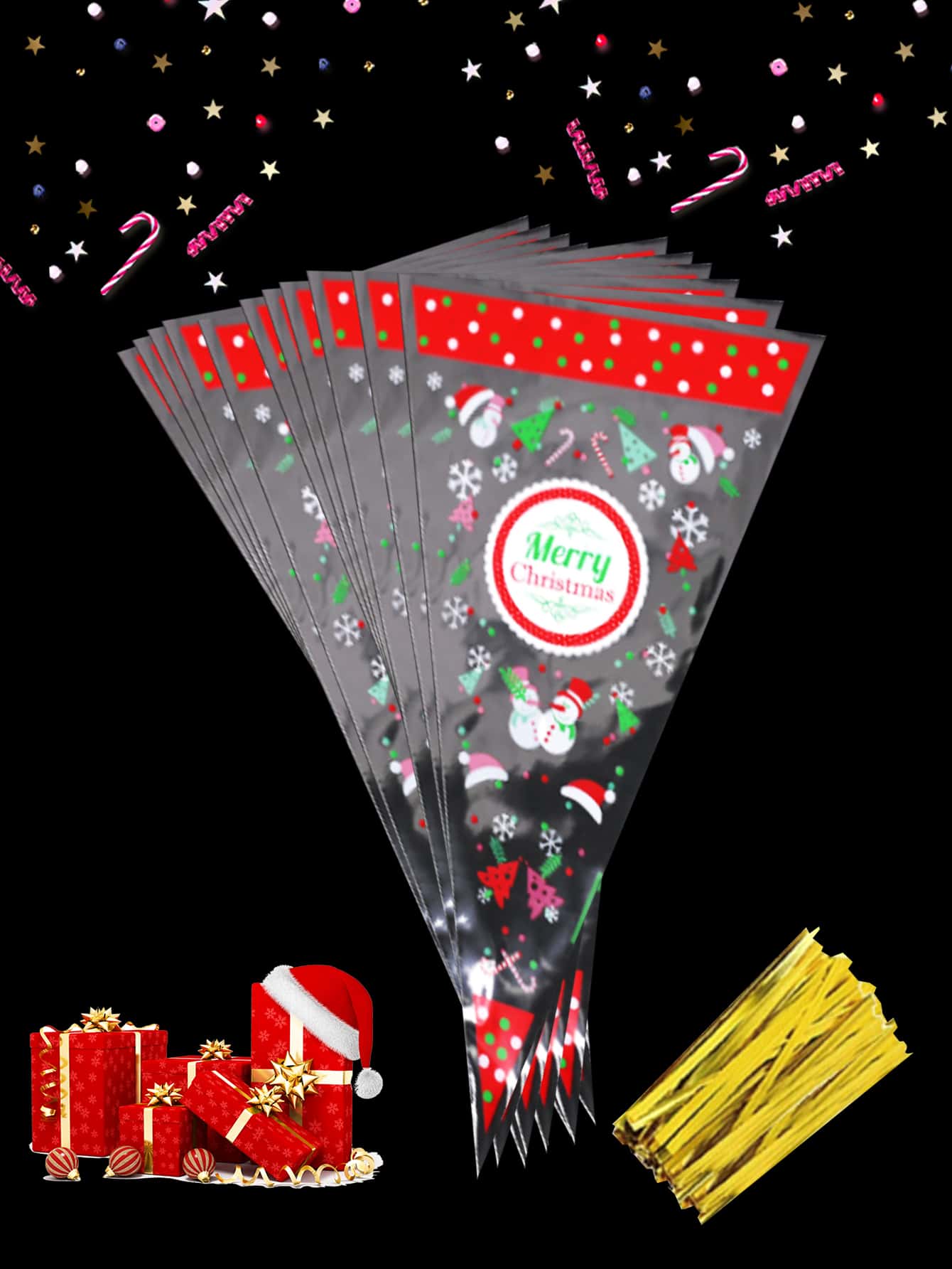 10pcs Christmas Slogan Graphic Packaging Bag - Multicolor - View 1