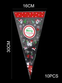 10pcs Christmas Slogan Graphic Packaging Bag - Multicolor - View 2
