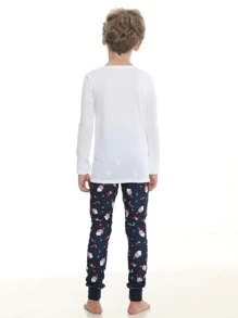 Boys 1pc Christmas Print Tee & 1pc Trousers PJ Set - Multicolor - View 3