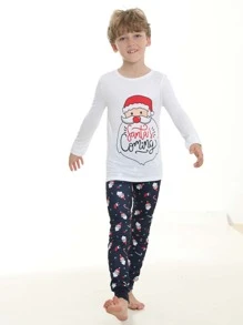 Boys 1pc Christmas Print Tee & 1pc Trousers PJ Set - Multicolor - View 6
