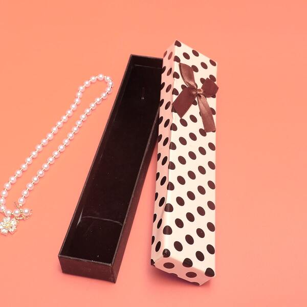 

6pcs Polka Dot Print Jewelry Box, Pink