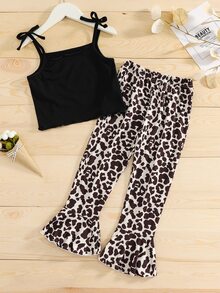 Bộ thời trang bé gái Thắt nút Xù nhỏ Đồ họa Ăn mặc đẹp - Nhiều màu - Xem 2